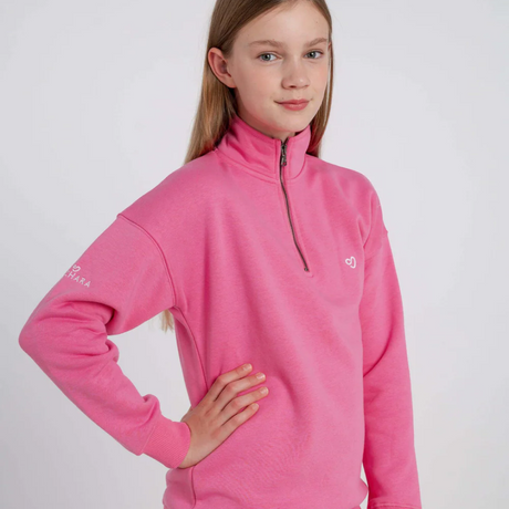 Mochara Childs Half Zip Sweatshirt #colour_bubblegum-pink